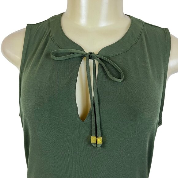 Michael Kors Womens Green Sleeveless Tie Neck Ruffle Hem Casual Dress Size M - Picture 4 of 7